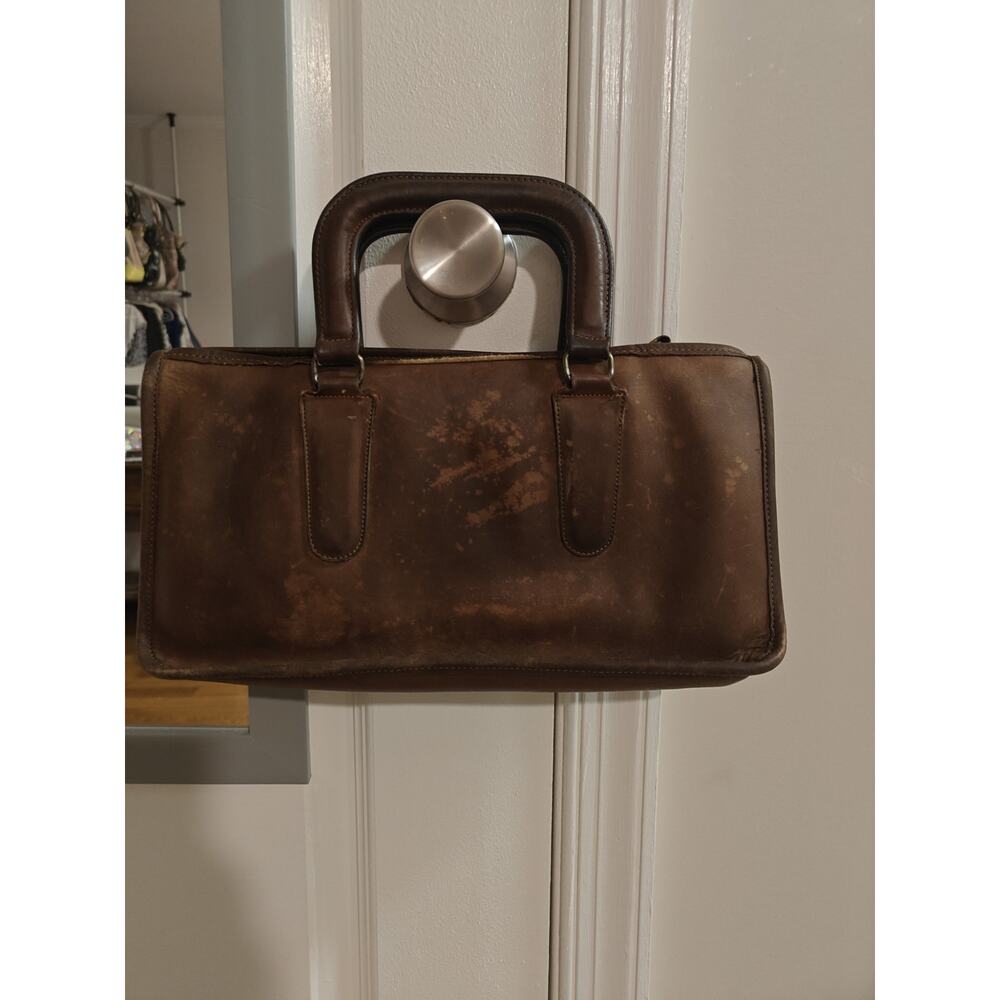 Coach Vintage Slim Compact Leather Satchel Whiskey Brown Bonnie Cashin Rare 70s - Picture 2 of 9